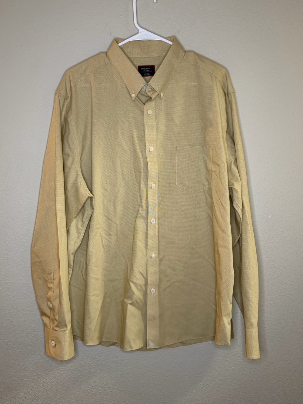 UNTUCKit  Cotton Button Up Shirt - Men's 2XL Regular Fit Wrinkle Free - Tan